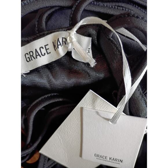 Grace Karen Cocktail Dress Black Strappy Knee Length Prom Formal Sz XL - Picture 10 of 13